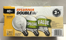 3 Pack Sylvania Double Life 40w 120v Double Life Clear Globe Light Bulbs Indoor