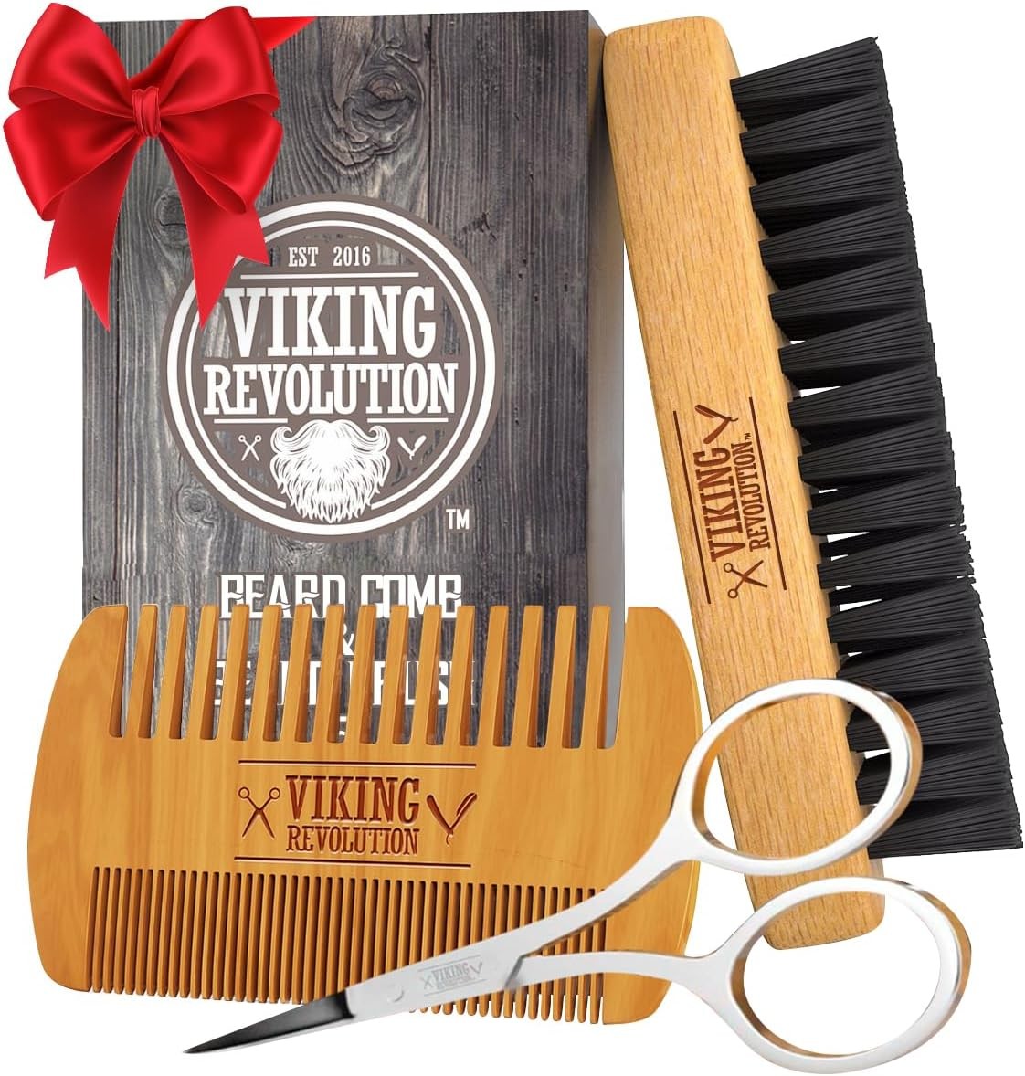 Viking Revolution - Beard Brush For Men - Natural Boar Bristle Brush And Dual A