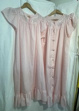 KATZ Vintage Sleeveless Nightgown/Short Sleeve Robe Peignoir Set Pink Sz Small
