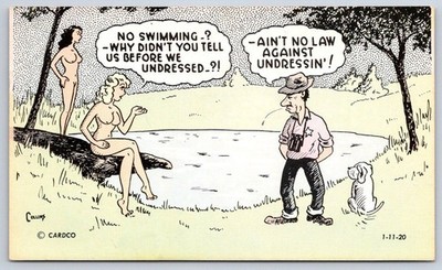 Nudist Comic Card American Sunbather Magazine Art 1956