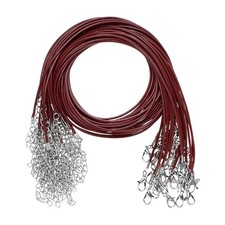 25 Pack 18" Waxed Necklace Cord,1.5mm Bracelet Cord with Lobster Clasp Wine Red 