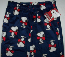 NWT Peanuts Navy SNOOPY IN RED BOW TIES Pajama/Lounge Pants Men's S SOFT FLEECE