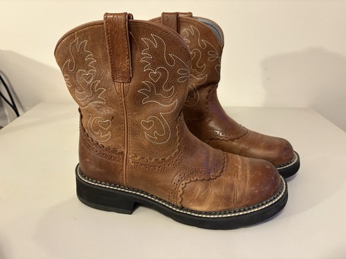 Ariat Fatbaby 14930 stivali da cowgirl donna 9,5 marrone sella corda western - Foto 2 di 13