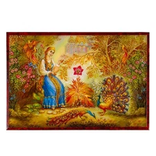 Scarlet Flower Russian Jewelry Box Lacquered Trinket Box Keepsake 4x6"