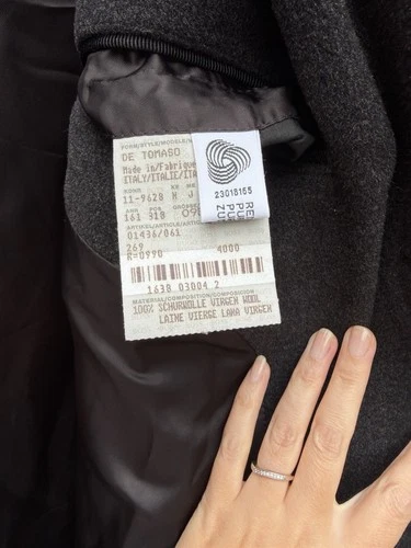 Vintage Hugo Boss Men's Gray Long Wool Overcoat Size 40L Lined Pockets Notch image 5