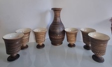 Bristol Studio Pottery Wine Jug & Six Goblets.