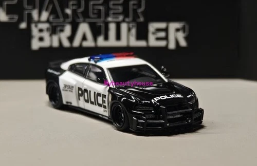 PSC 1:64 Black LSPD Charger Brawler Police Sports Model Diecast Metal Car 