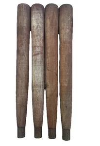 4 Mid Century Salvage Wood Coffee Table Legs 6.75” Tall MCM Metal Tip Crafter
