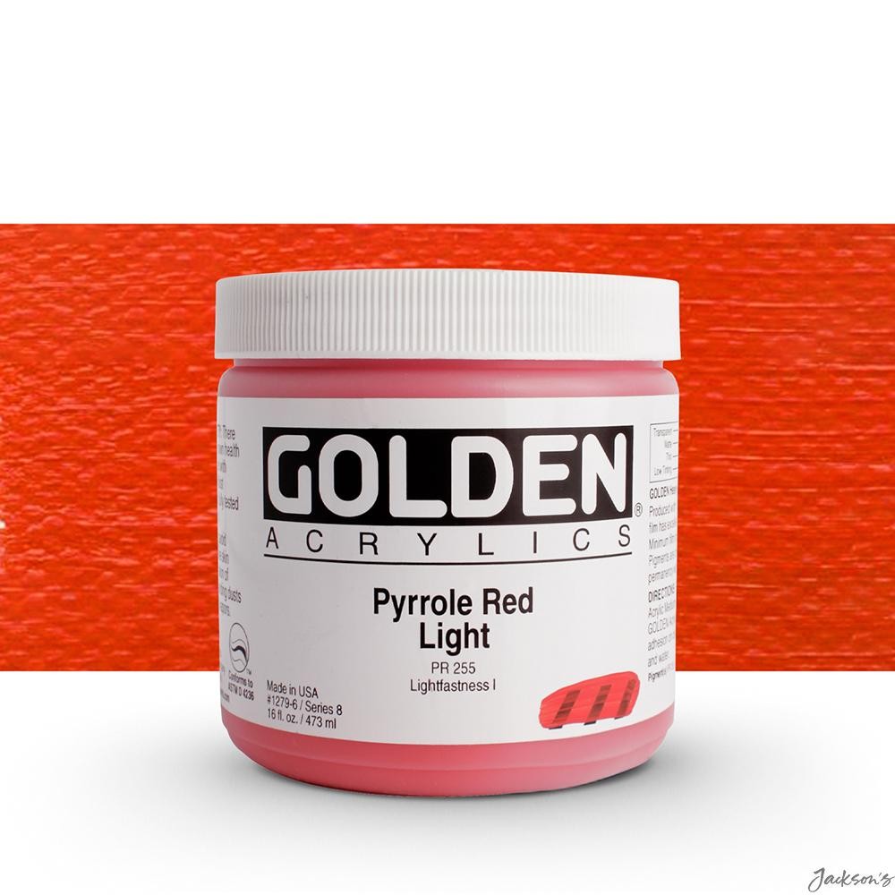 Golden Heavy Body Acrylic Paint 473ml Pyrrole Red Light For Artists Painting
