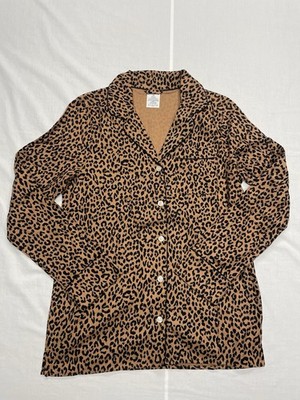 NWOT Lands End Flannel Cheetah Leopard Pajama PJ Sleep Top Shirt XXS 00-0