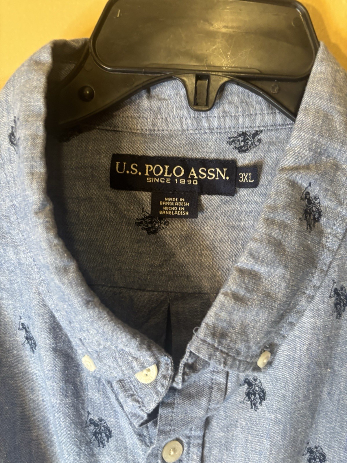 U.S Polo Assn camicia con bottoni 3XL uomo blu polo pony rider manica corta