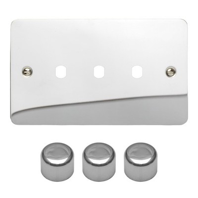 Varilight WFCD3 ultraflach poliert Chrom Matrix 3 Gang Dimmer Kit Doppelplatte