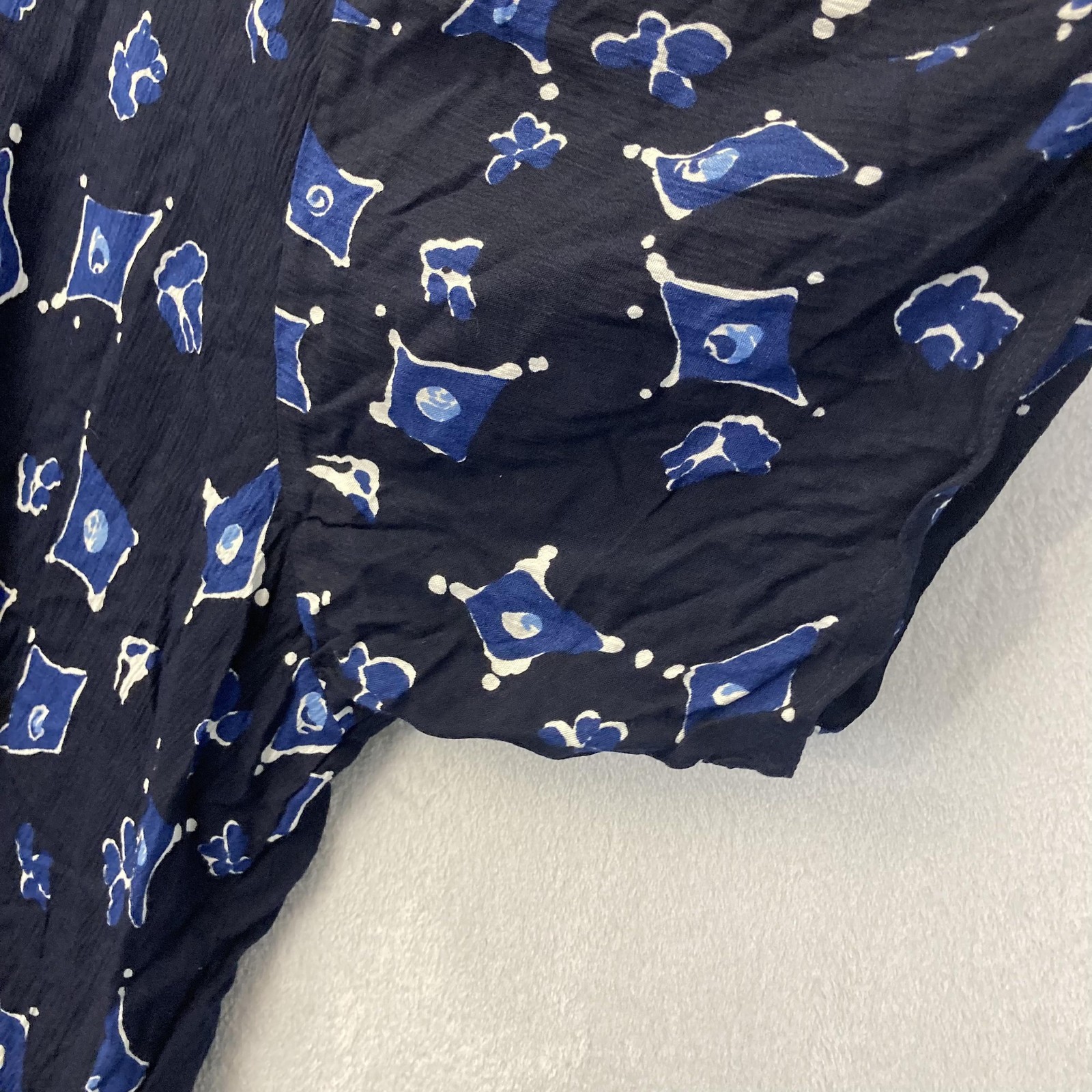 NWT Sostanza Button Up Blouse Top Womens Size 24W Navy Blue Lightweight Shirt