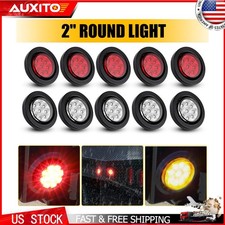 10PCS 2" LED Truck Trailer Round Clearance Side Marker Light Red White Lamps