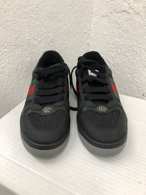 Gucci Coda GG Web Stripe Sneakers Black Low Top Lace-Up Trainer EU 40 US 7 BB61