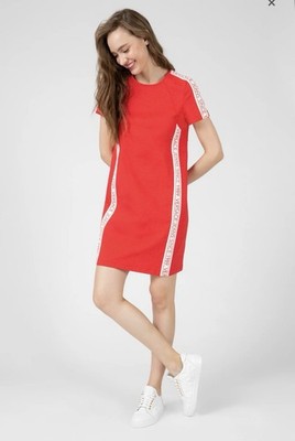 Versace Jeans Women s Red Logo Tape Short Sleeve Casual T-Shirt Dress