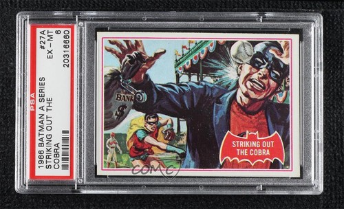 1966 Topps Batman Red Bat #27A Striking Out the Cobra — PSA 6