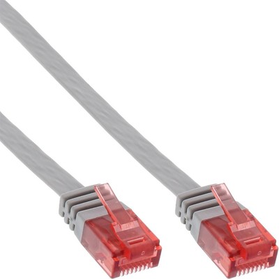 3x InLine Patchkabel flach, U/UTP, Cat.6, grau, 1m