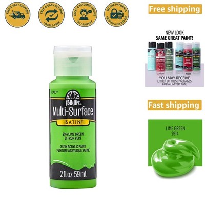FolkArt Multi-Surface Acrylic Paint 2oz - Non-Toxic Lime Green for Projects