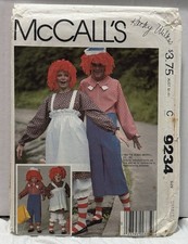 McCall&rsquo;s 9234 Size Sm Misses And Men&rsquo;s Boys And Girls Raggedy Ann And Andy