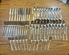 79pc Vintage 1935 Martinique Silverplate NATIONAL SILVER CO w/12 Ice Tea Spoons
