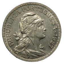 PORTUGAL 1 Escudo 1927 / QSoberba. aUNC