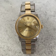1987 Rolex Date Oyster Perpetual 15053 34mm Bi-Metal 18k Watch - Service Papers