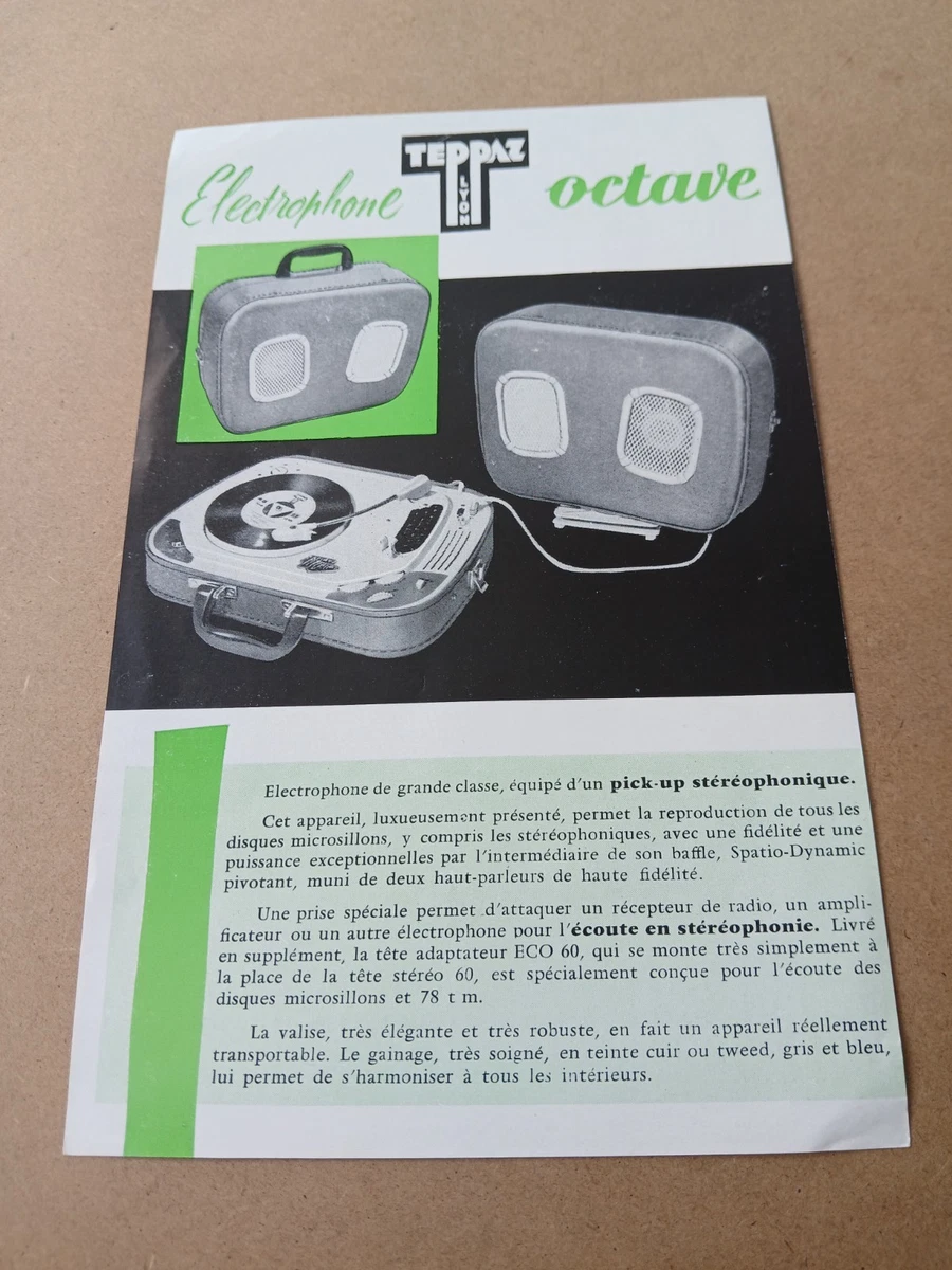publicité information électrophone TEPPAZ octave stéréo tourne-disque vers 1960