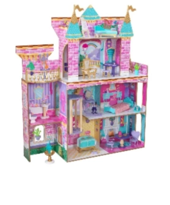 CASTELO DE FESTA PRINCESA INFANTIL TOTALMENTE MOBILIADO 4' DE ALTURA CASA DE BONECAS DE MADEIRA BARBIE - Imagem 2 de 4