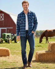 Lucky Brand Men's 410 Athletic Straight Fit Leg Stretch Denim Jeans Blue