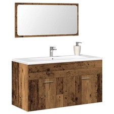 vidaXL Mobile da Bagno con Specchio in Legno Antico Legno Multistrato