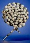 Vintage Catholic Pearly White Milk Glass Rosary Silver Tone Crucifix