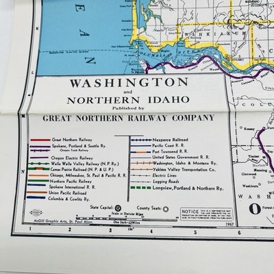 Great Northern Railway Karte 1967 Washington Nordidaho detailliert