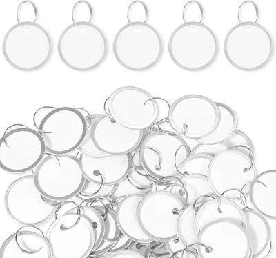 MABOR 50Pcs Paper Key Tags with Metal Rings 1.22 Inch Blank Labels Round White