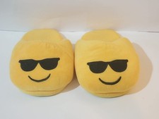 Emoji Slippers with Sunglasses Unisex Yellow Size 4-6 Men 10" X 6" X 3" Non-slip