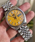 Vintage Seiko 5 Automatic Yellow Sunburst Dial Watch For Mens Japan