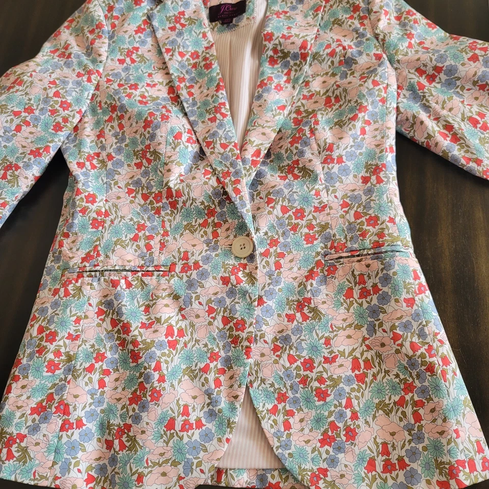 Chaqueta Blazer J Crew Liberty of London Tela Campbell Floral Botón Talla XS Foto 2 de 4