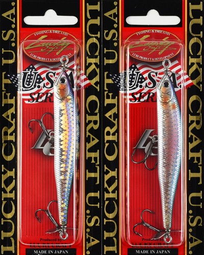 (LOT OF 2) LUCKY CRAFT SCREW POINTER 90 1/2OZ PTSC90-270 MS AMERICAN SHAD (88)