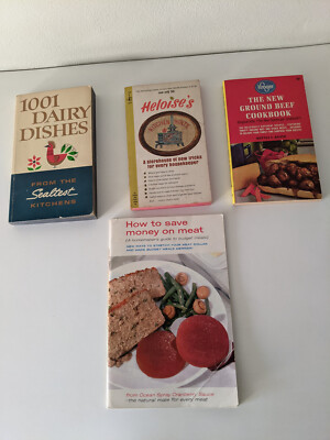Vtg Cookbook Paperback Lot: 1001 Dairy Dishes, Heloise's Kitchen Hints, & More
