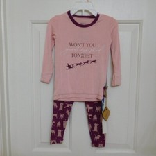 NWT 2pc Kickee Pants Bamboo Pink Christmas Pajamas Santa Dog sz 3t