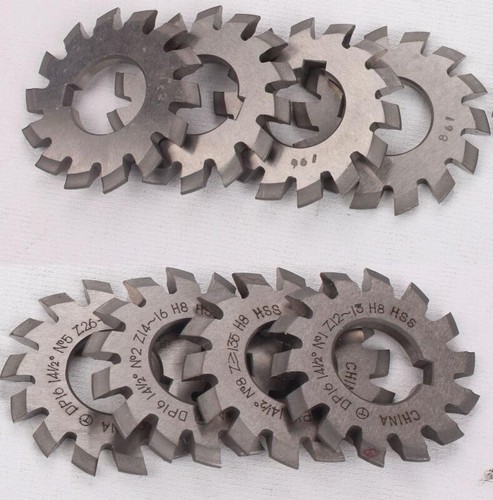 HSS Set 8 Pcs Dp16 PA14-1/2 Bore22 8H No1-8 Involute Gear Cutters Diameter 55mm - Picture 2 of 3