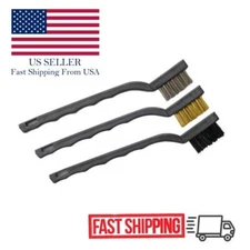 7in Mini Wire Detail Brush 3pc Set – Nylon, Brass, Stainless Steel