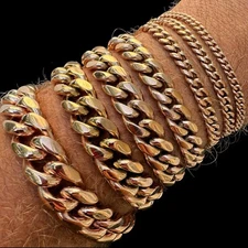 Miami Cuban Link Bracelet  Rose Gold Plated Stainless Steel 4-18mm