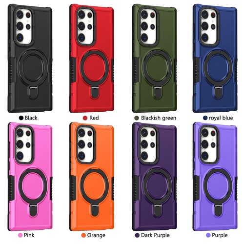 Stand Armor Hybrid Ring Cover Case For S23 S22 S21 Ultra Note 20 M32 F12 - Photo 1 sur 20