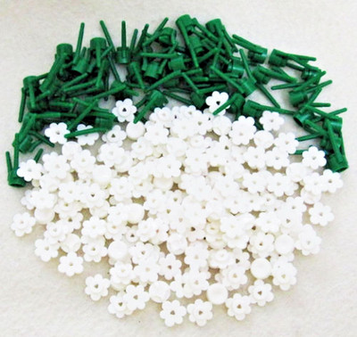 #ad ☀️ 100 NEW WHITE LEGO FLOWERS bulk brick flower lot w stems plant pieces friends $19.99