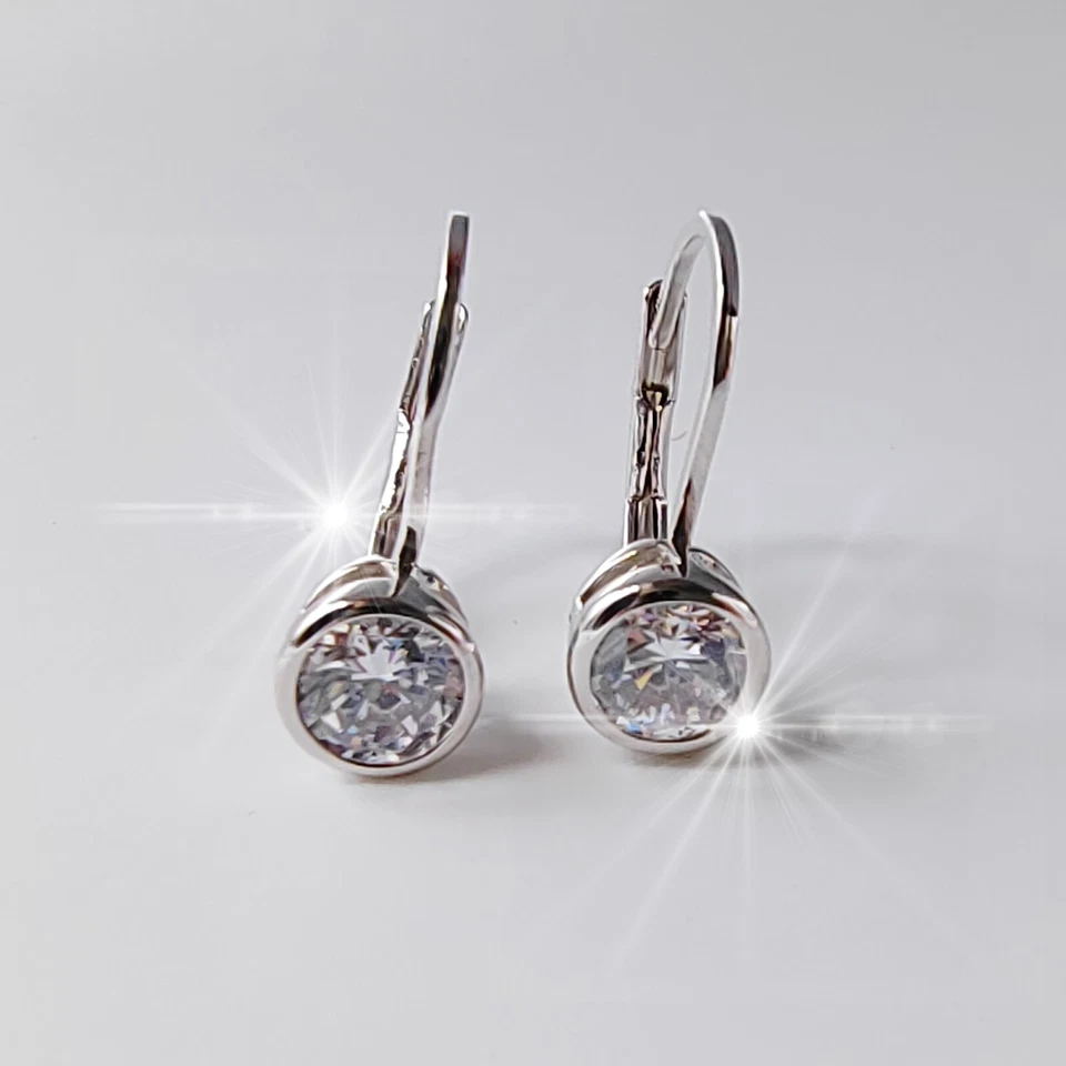 Orecchini punto luce in argento 925 pendenti rodiato oro bianco - Immagine 3 di 4