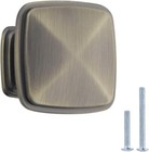 10 pack Square Knob Kitchen/Bathroom Cabinet Hardware Antique Brass 1.25 in