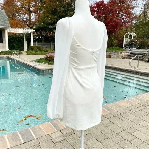 NWT BHLDN Caton Long Sleeve Mini Dress in White Anthropologie Wedding Bridal 4 - Picture 9 of 12