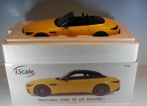 Mercedes SL 63 AMG 4MATIC+ R232 Jaune - Modèle Réduit 1:18 IScale, Portes Et Capot Ouvrants