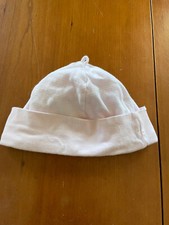 Janie and Jack 2007 Pink/White Cotton Knit Lined Cap-0-3 Months